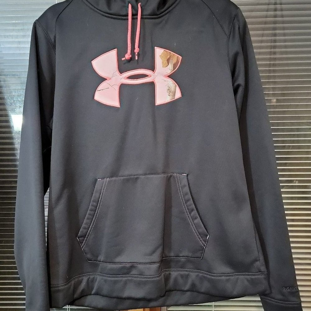 Under Armour Black with Pink Camo Emblem Hoodie Size Xl